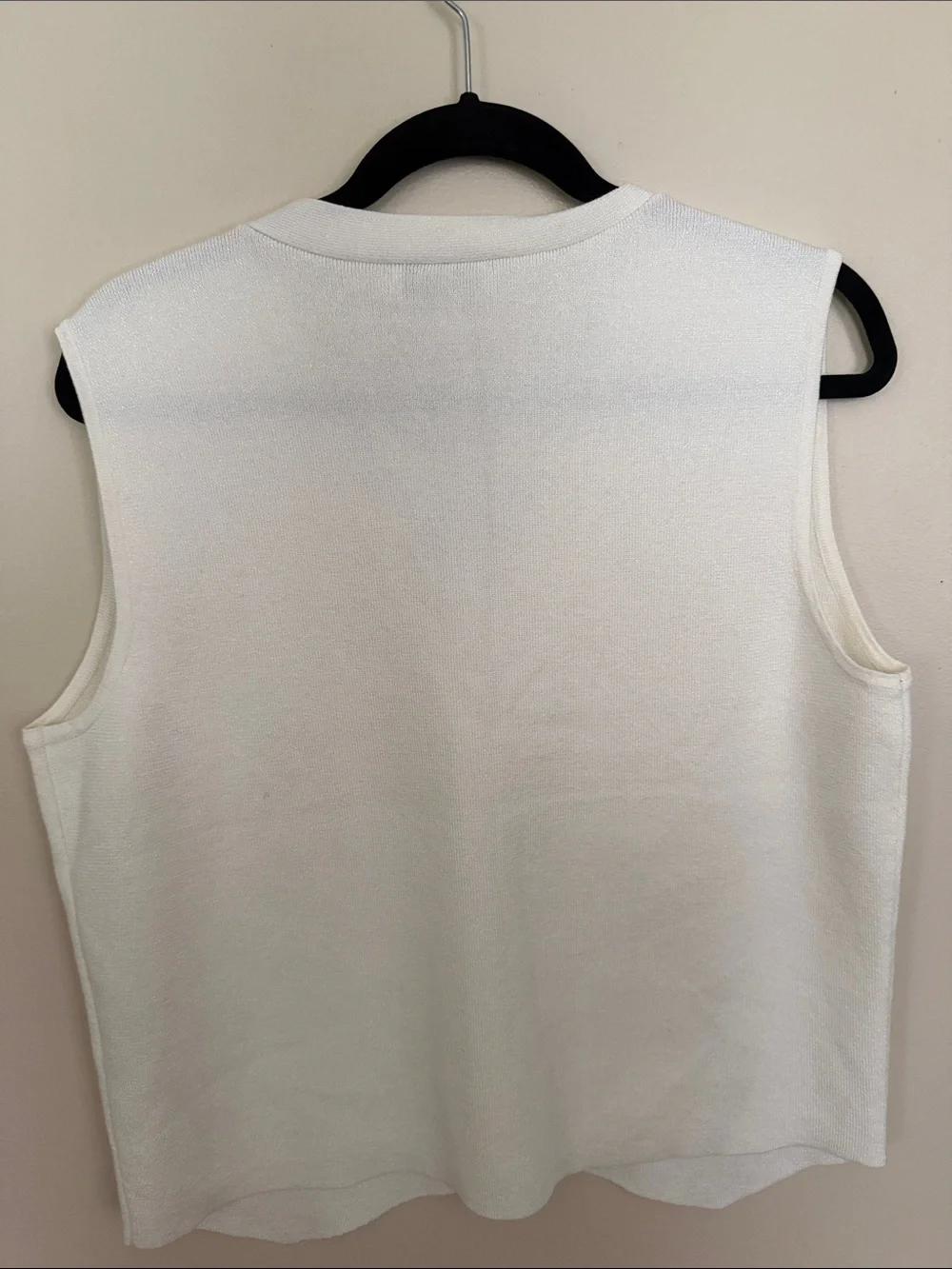 New York & Company Cream Button-Front Sleeveless Cardigan